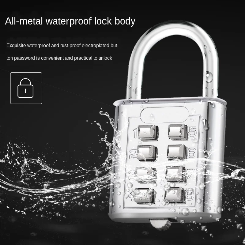 

8 Digit Push Button Combination Padlock 5 Digit Locking Mechanism Zinc Alloy Anti-theft Digit Push Password Lock 5 Colors