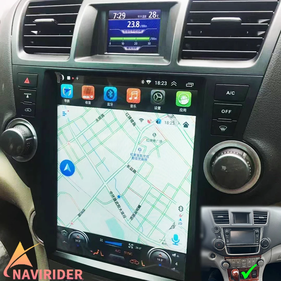 Фото 12.1'' сенсорный экран Carplay с навигацией и DSP-процессором для Toyota Highlander 2009-2013, Android 15, Bluetooth, автомобильный мультимедийный видеоплеер №1