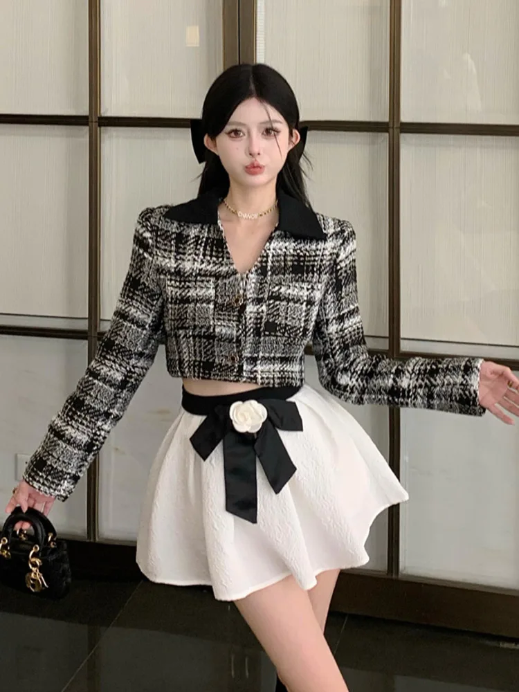 

Женский комплект из двух предметов, комплект из двух предметов: куртка и юбка, Осень-зима 2023