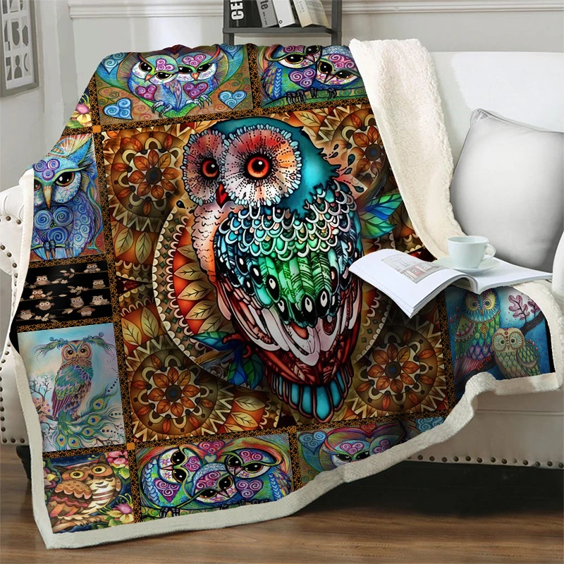 Роскошное 3D плюшевое Флисовое одеяло с совой модное постельное белье для