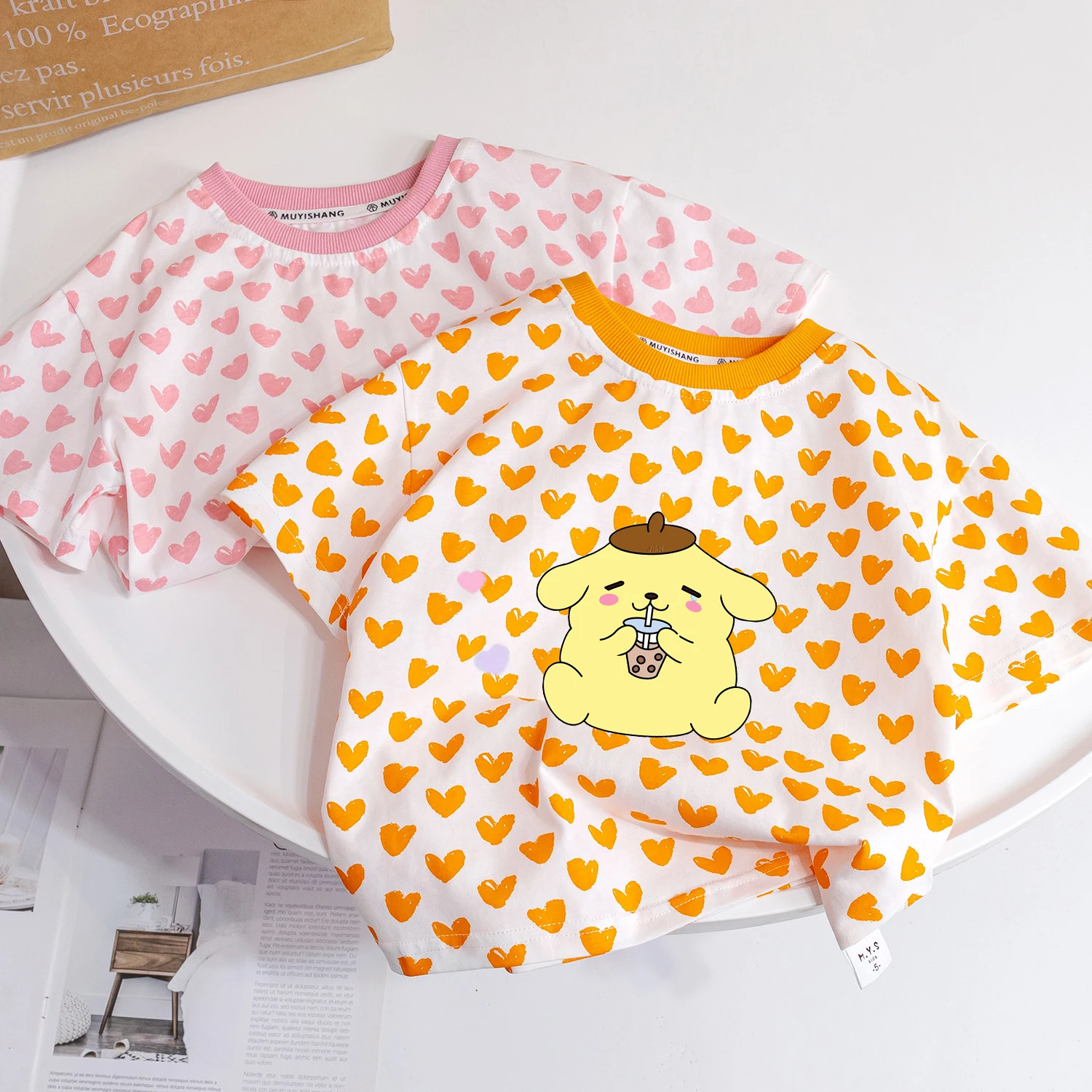 Miniso Sanrio Cinnamoroll Детская футболка с героями мультфильмов My Melody pompurin милые свободные