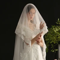 janevini luxury lace bridal veil white two layers wedding veils with pearls pearls 2 3 meters long chapel bride veil velos novia