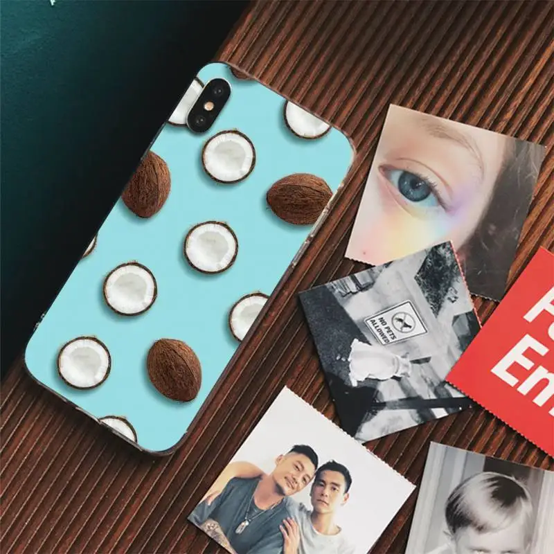 FHNBLJ летний крутой кокосовый чехол для телефона iPhone 11 12 13 14 Mini Pro Max XR X XS прозрачный