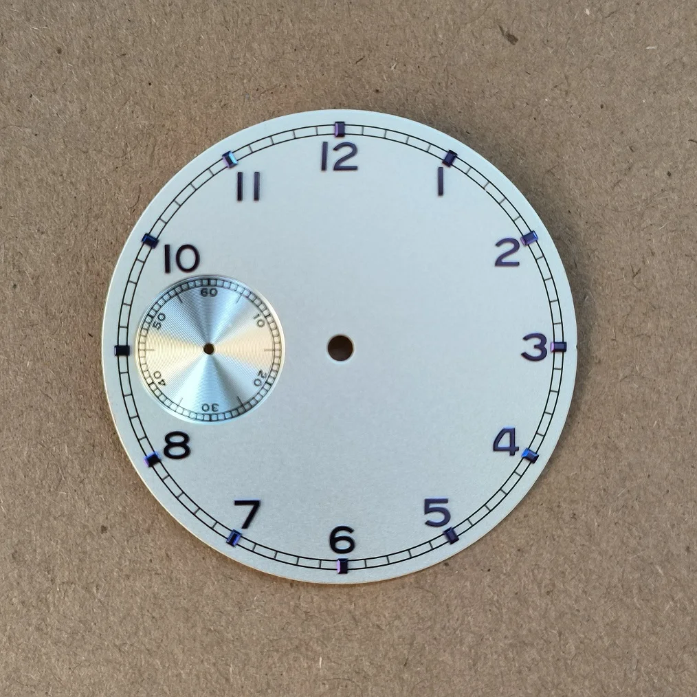 Циферблат часов с пескоструйной обработкой Жемчужно-белый циферблат Синий номер