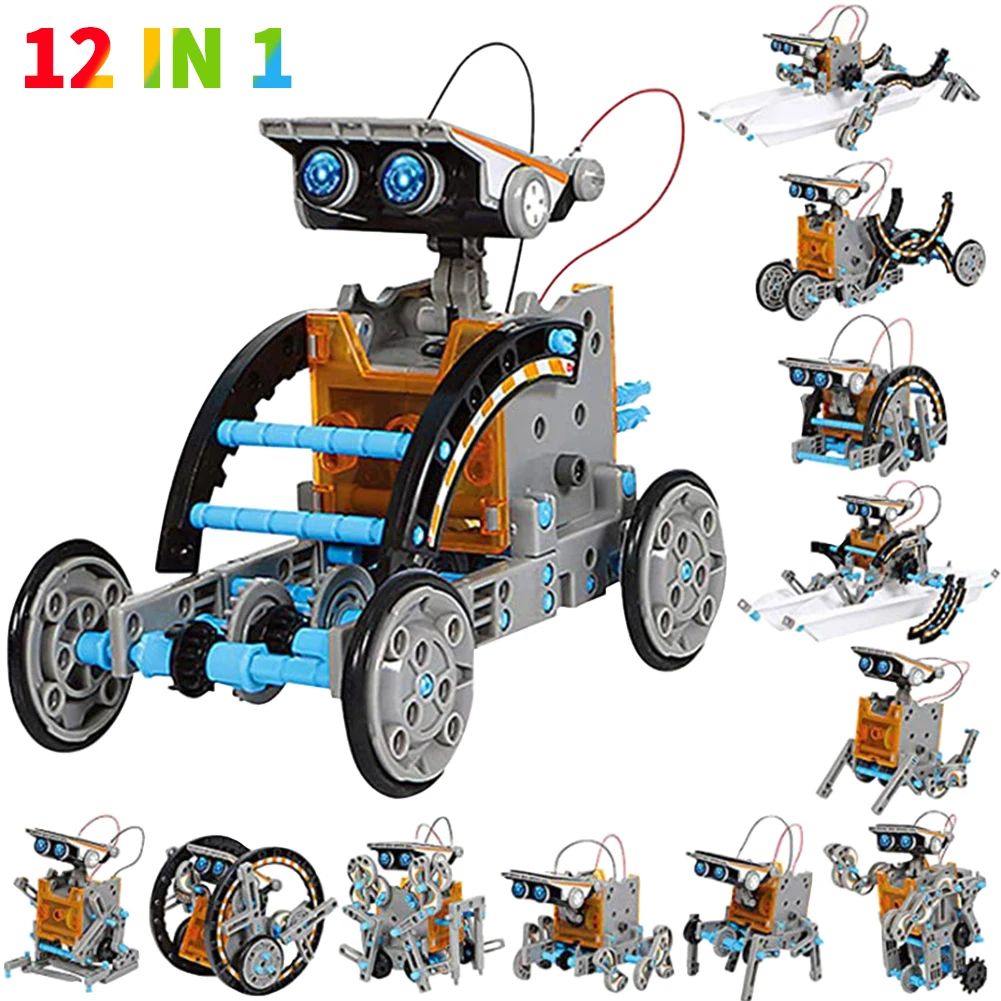 

12 In 1 Turtle DIY Kids Toy Car Science Early Education Technology Stem Learning Gift Solar Powered Boat Assembly Robot Kit