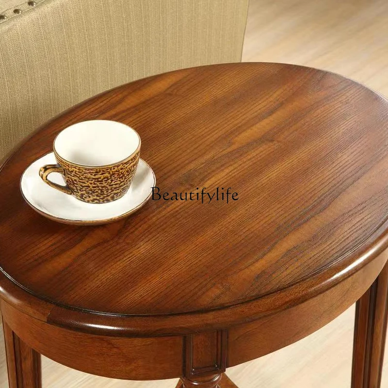 Маленький круглый Угловой ретро-столик из массива дерева маленький овальный