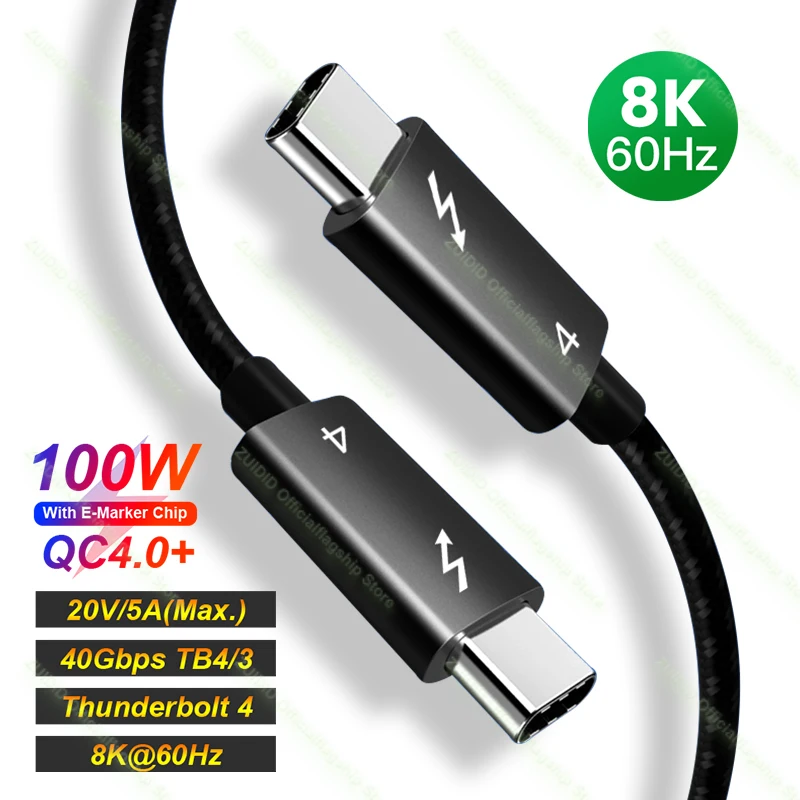 Cable Thunderbolt 4/3 USB4 40gbps USB tipo C a tipo C PD...