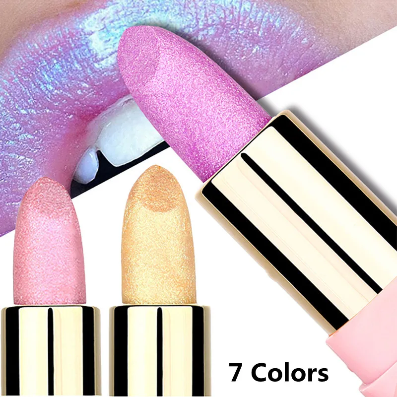 

7 colors Waterproof Nude Glitter Lipstick Makeup Long Lasting Velve Red Mermaid Sexy Shimmer Lip Stick Cosmetics Beauty