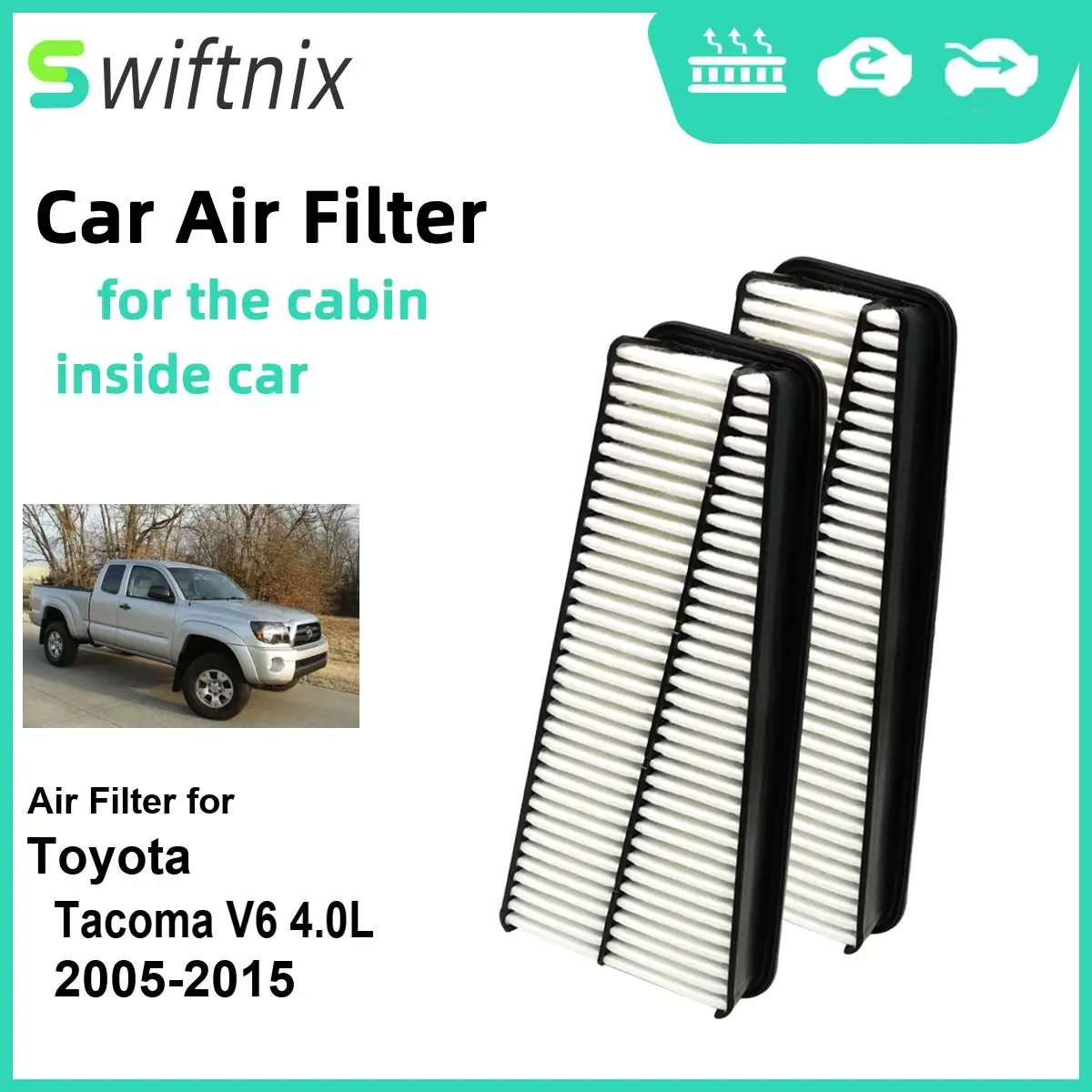 Воздушный фильтр двигателя Calm Carbon Fiilter для салона Toyota Tacoma V6 4.0L 2005-2015 CA9683 17801-0P010