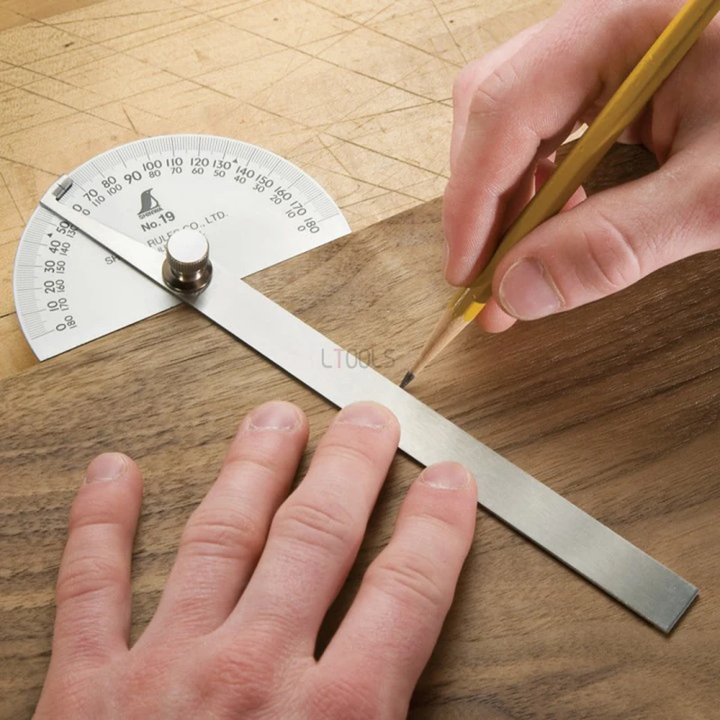 

150MM 2-in-1 Angle Measuring Ruler 180 degrees Protractor & Ruler Stainless Steel Woodworking Portable Dual-purpose Measure Tool