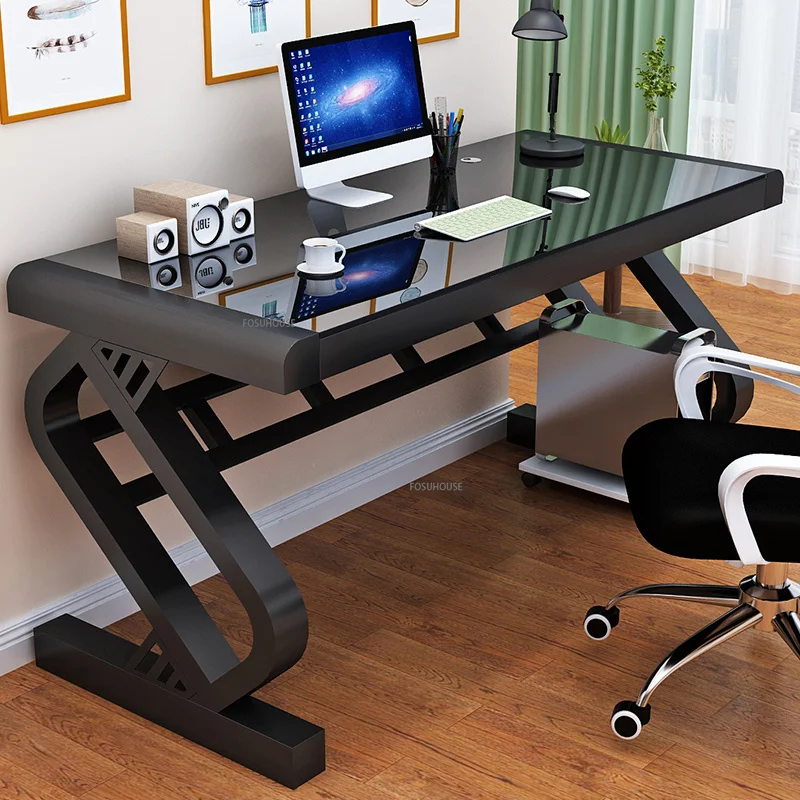 

Desktop Computer Desks Modern Bedroom Student Study Desk Tempered Glass Gaming Desk Household Office Desk Table Office Furniture