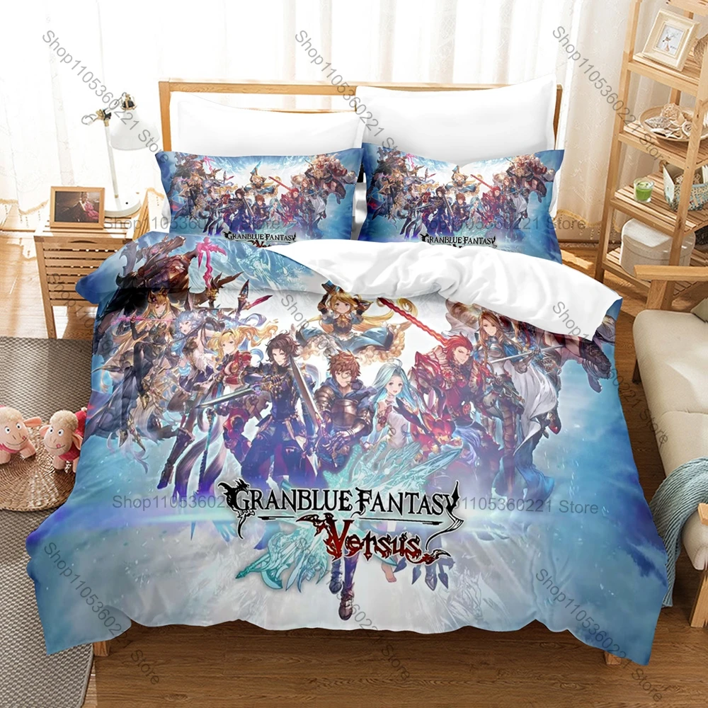 Фото Комплект постельного белья Granblue Fantasy GBF Relink Narmaya Zoya Fantasy Anime HD Print: пододеяльник + 2 наволочки, полиэстер, для геймерской спальни №1