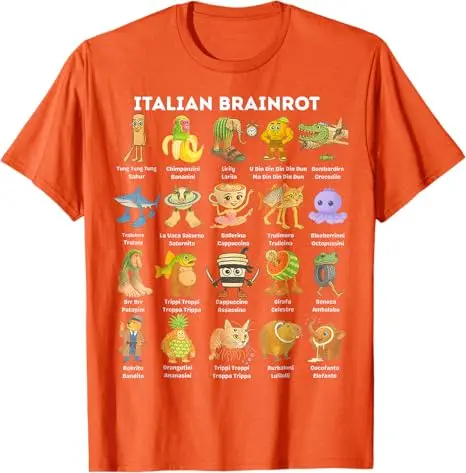 Итальянская футболка Brainrot Meme, забавная футболка с юмором и животными Brainrot, футболка с рисунком комиксов Y2k, модная футболка для мальчиков с короткими рукавами, блузки (art.: 3920cf5693ecc) - 3920cf5693ecc