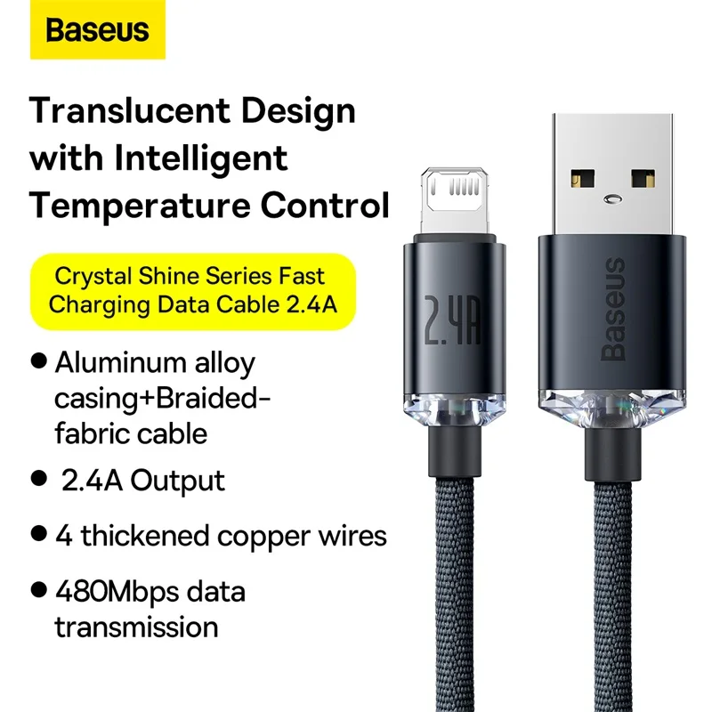 

Baseus Crystal Shine Series кабель передачи данных для быстрой зарядки USB to iP