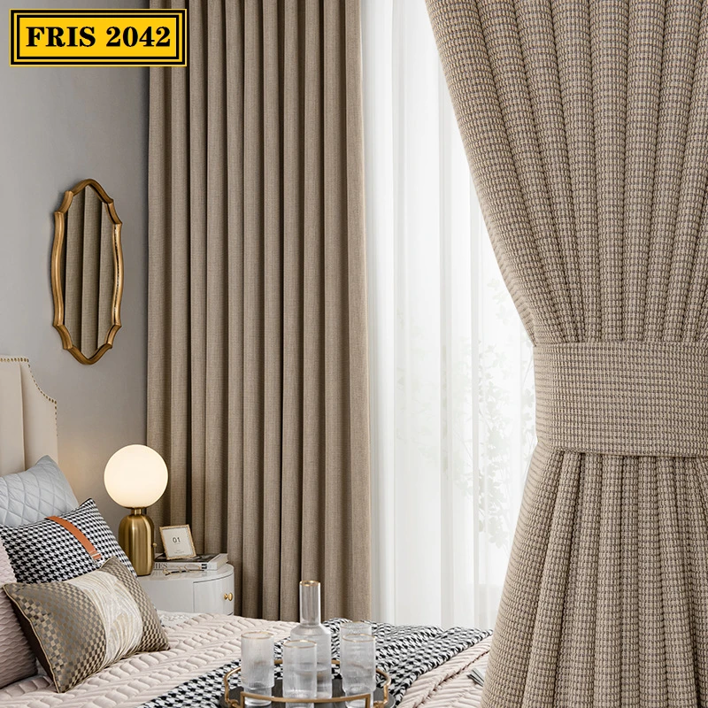 

2022 Modern Curtains High Shading Pure Color Cotton and Linen Curtains for Living Room and Bedroom Curtains Blinds Curtains