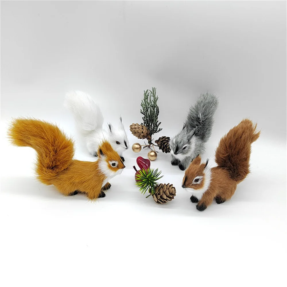 

Artificial Squirrel Figurines Simulation Plush Squirrel Animal Miniatures Garden Ornaments Home Festival Decor Micro Landscape