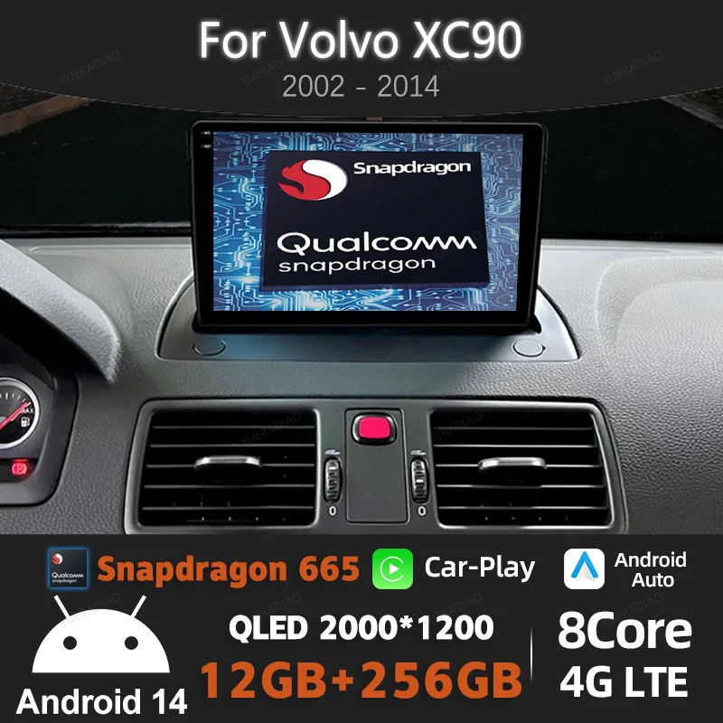 Автомобильный радиоприемник Android 14 для Volvo XC90 XC 90 2002 2003-2014 Мультимедийный