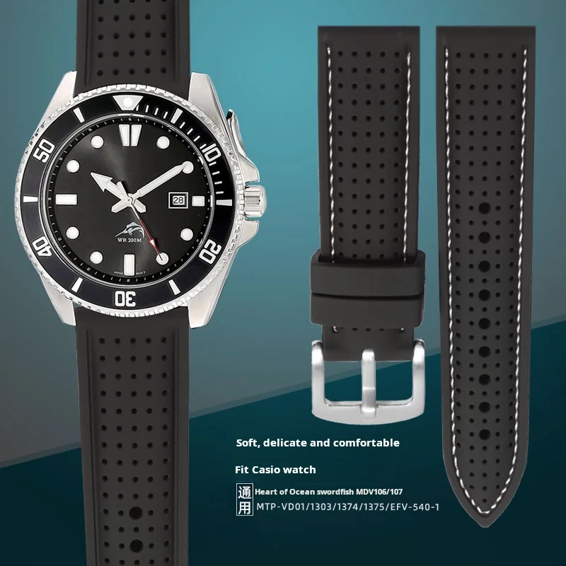 20mm 22mm For Casio mdv-106 107 Mtp-1374 1375 EFR-516 EQB-500 EQB800 seiko silicone Wrist strap Rubber watchband men Accessories