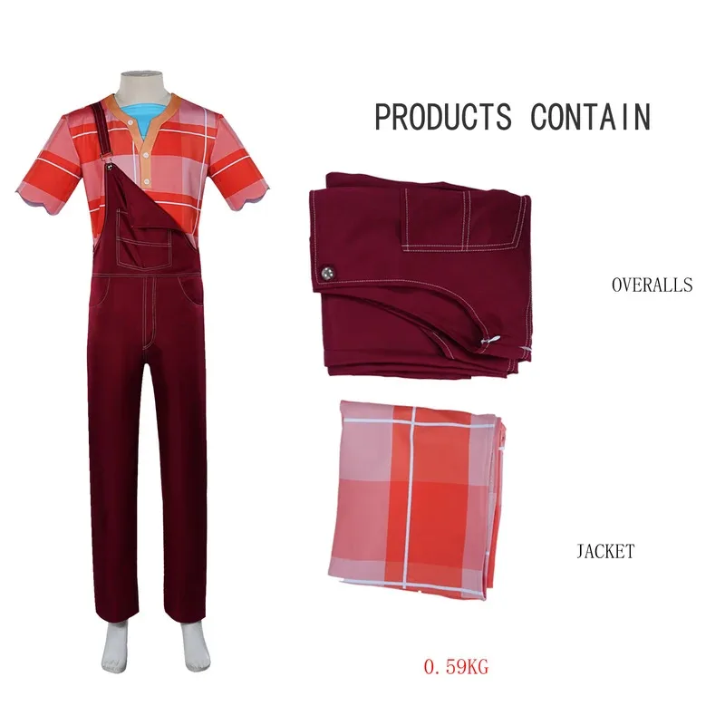 CyAnime Wreck It Ralph Косплей Костюм Футболка Топ и комбинезон Комплект Хэллоуин Маскарад Карнавальный костюм для вечеринки для мужчин и женщин (art.: 3920d1424da22) - 3920d1424da22