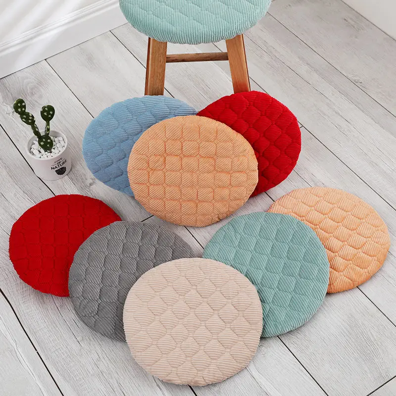 

Cotton corduroy round stool shroud and thickening circular seating in winter to keep warm mat gm of the four seasons