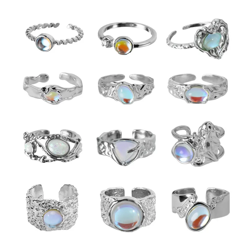 

Niche Design Simple Moonstone Love Light Luxury Open Ring Female Adjustable INS Cold Wind Does Not Fade Male