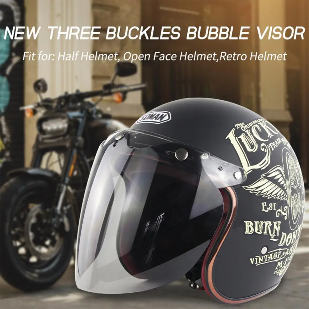

Universal Wear-resistant Anti-scratch Motorcycle Helmet Lens 3-snap Flip Up Visor Shield Lens Windproof Open Face Accessories