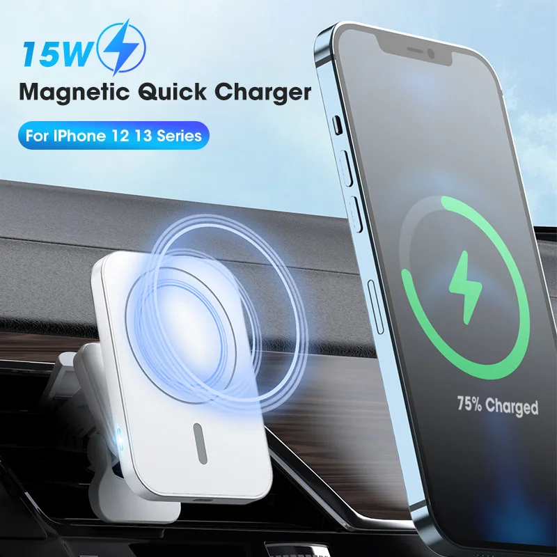 MagSafe 15 Вт магнитное беспроводное автомобильное зарядное устройство для IPhone 13mini 13