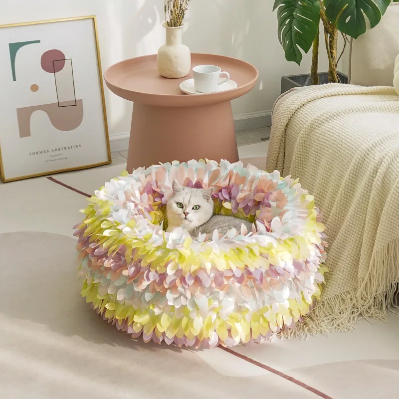 

Color Detachable Flower Nest Large Winter Warm and Comfortable Cat Nest Cat House Universal Dream Pet Supplies Pet Beds for Cats