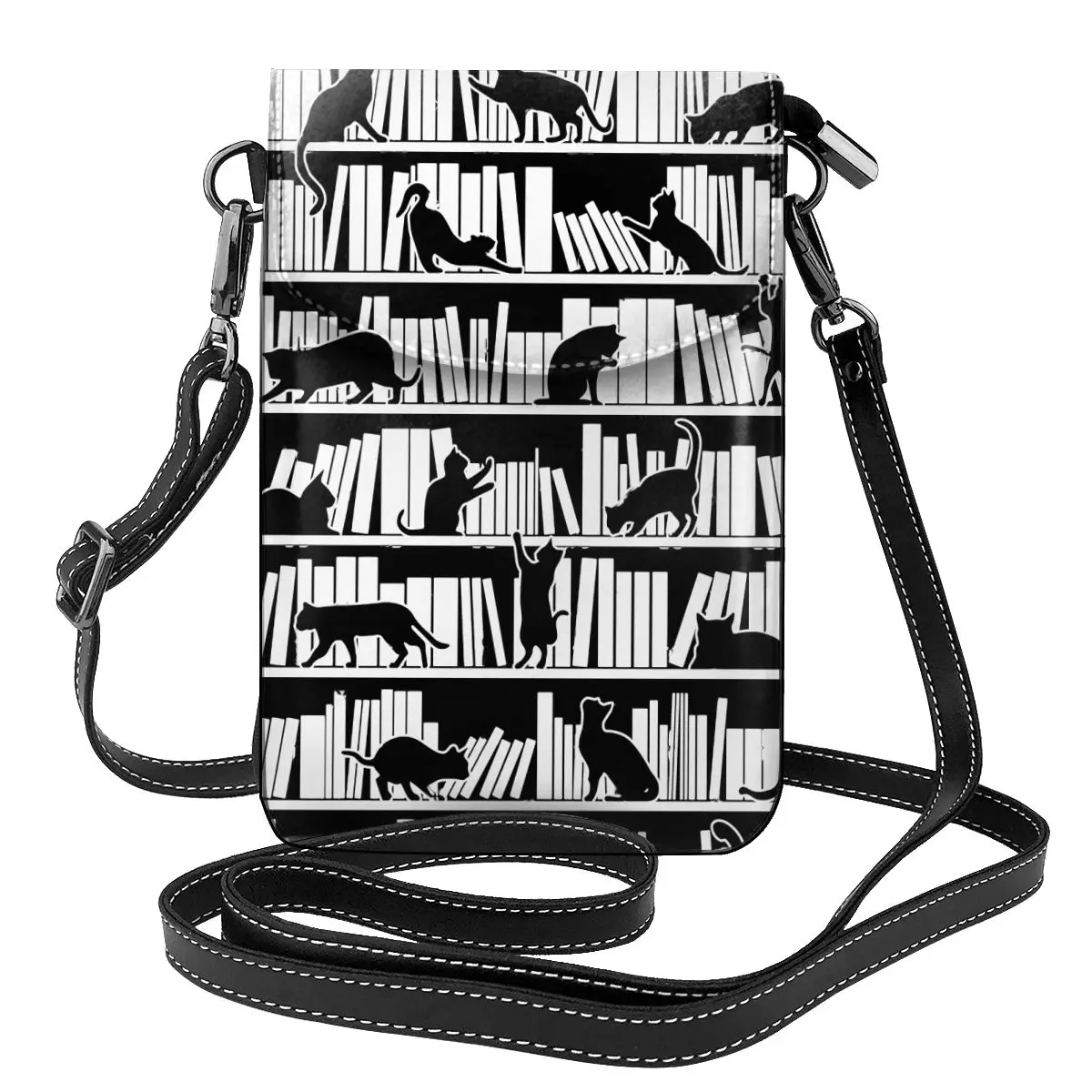 

Library Cats Shoulder Bag All I Need Is Books Business Leather Women Bags Student Fashion Retro Purse