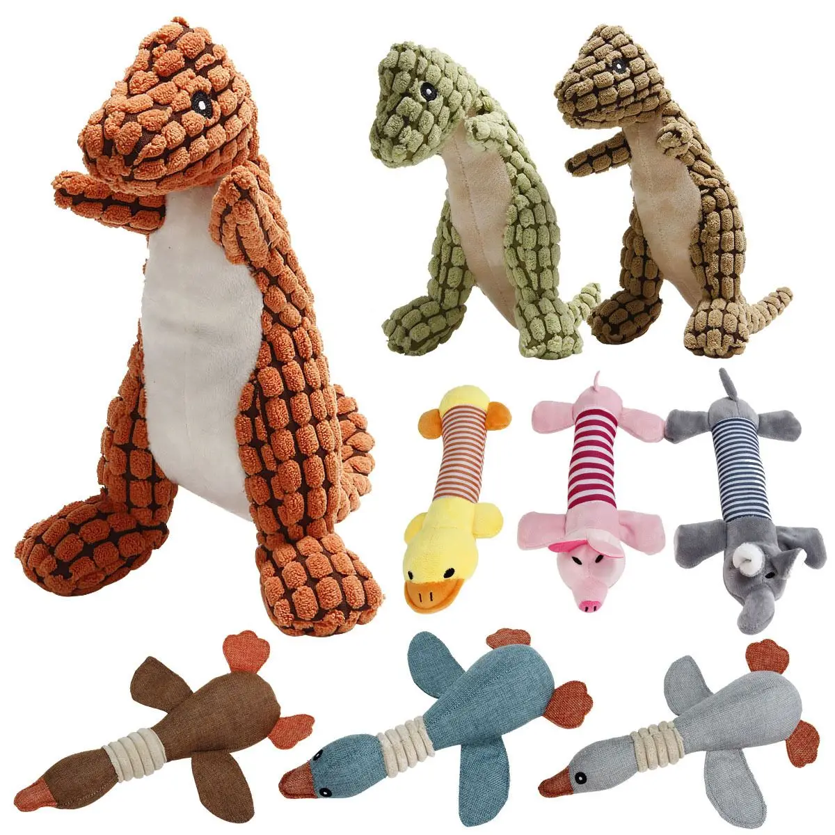 

Squeaky Pet Toys for Medium Large Dogs Plush Puppy Big Dog Chew Toys Animals Shape Dog Accessories Lion Dinosaur Pets Supplies
