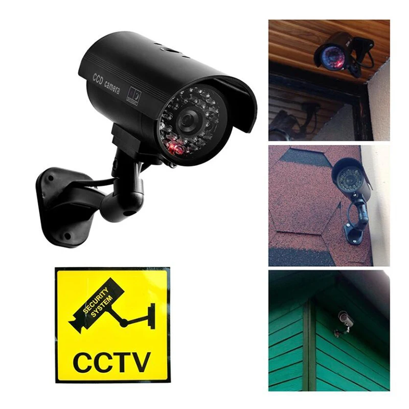 

Fake Camera Outdoor Waterproof Security Bullet Dummy Camera Flashing Red LED Monitor Indoor Simulation CCTV Surveillance Camera