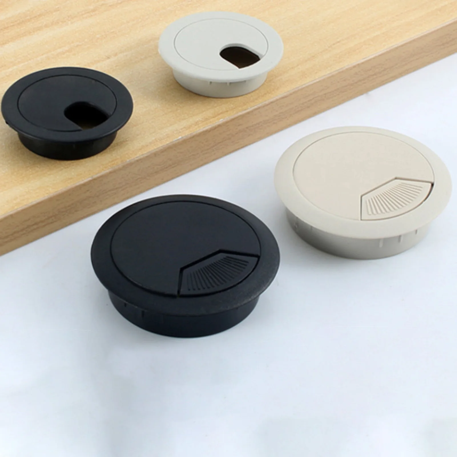 

20Pcs 60mm Table ABS Plastic Cable Hole Cover PC Computer Desk Round Grommet Cable Organizer For Home Office Stowing Tidying
