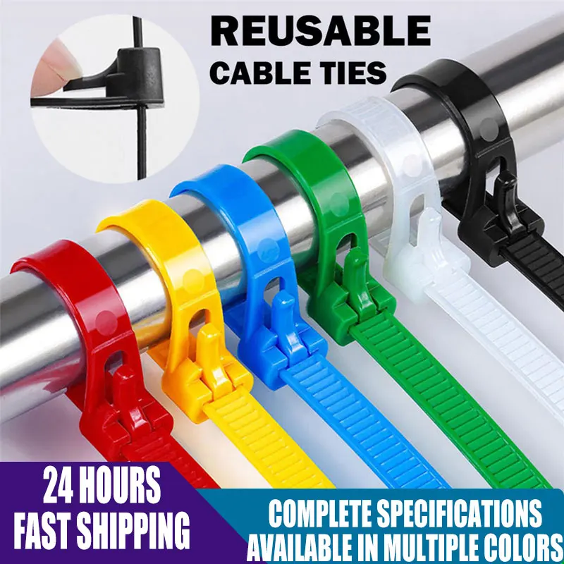 

Nylon Reusable Cable Zip Ties Releasable Fixed Binding Color Black White Disassembly May Loose Slipknot Cable Ties Cable Ties