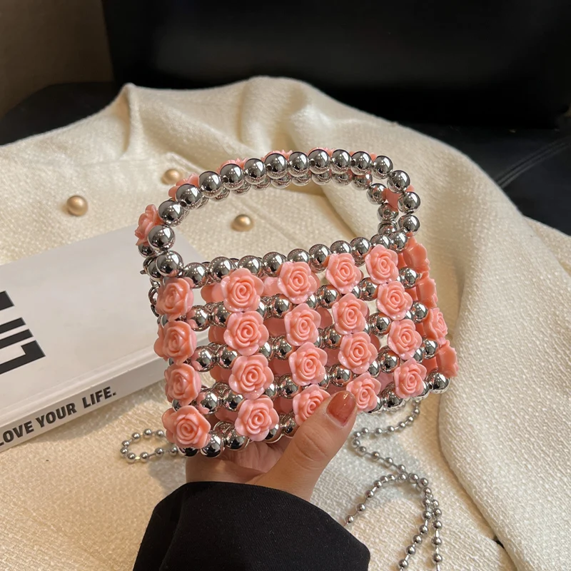 

Женские кошельки и сумочки с бисером и цветочным дизайном, сумка на плечо с цепочкой, дизайнерская мини-сумка через плечо, женский клатч, сумка ручной работы
