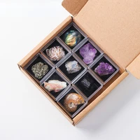 9pcsset natural crystal rough quartz amethyst cluster health energy stone mineral specimen collection gift box
