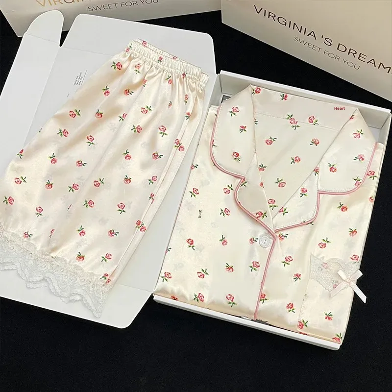 Модный летний женский пижамный комплект с коротким рукавом домашняя одежда в