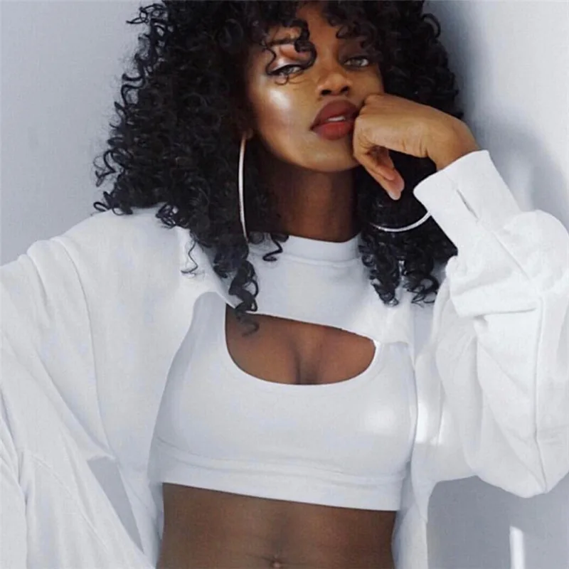 

2023 Female Fashion Long Sleeve Hollow Out Solid Crop Top Women Sexy Irregular Sweatshirt Tops New Streetwear