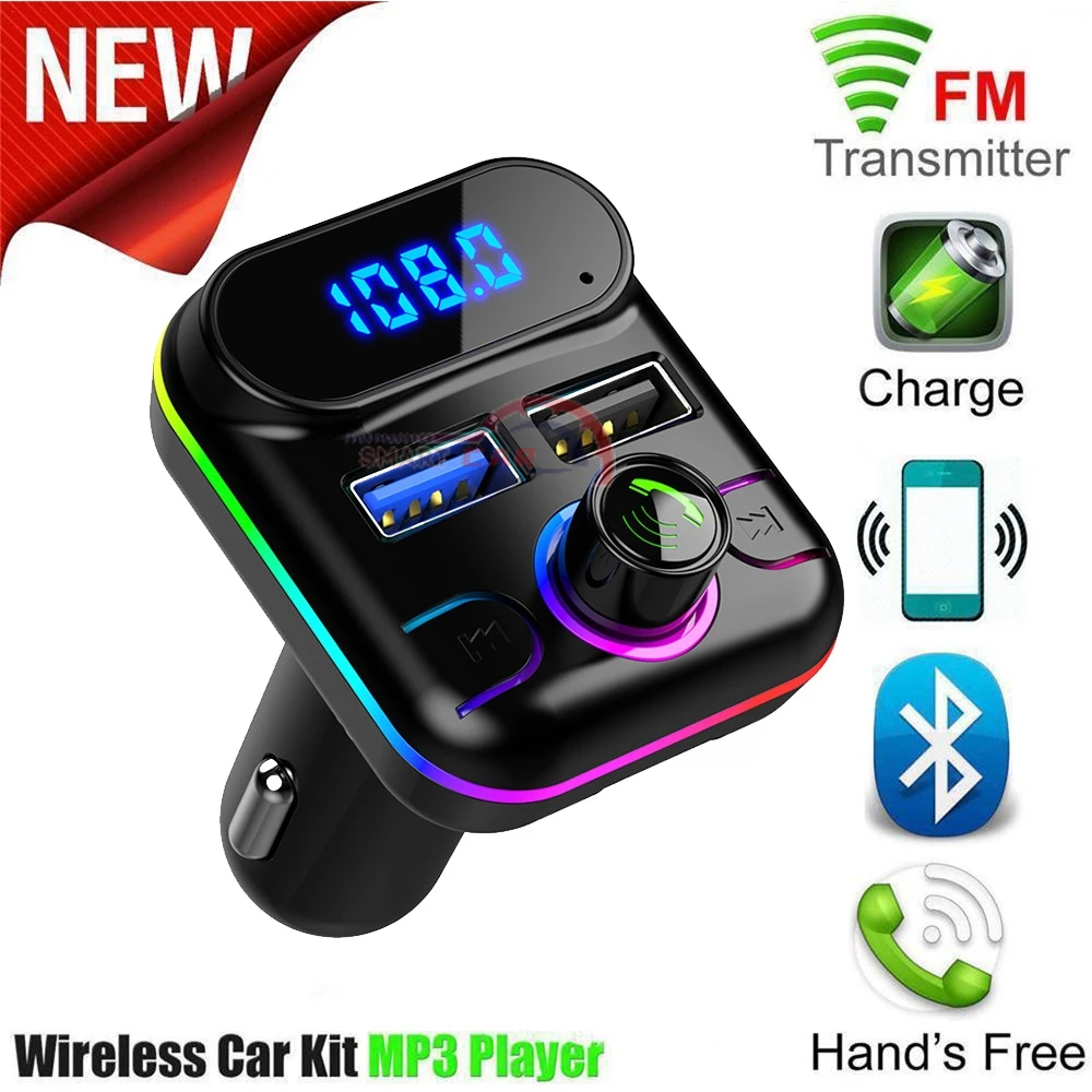 

Car Bluetooth V5.0 USB 4.2A Fast Car Charger Mp3 Transmitter Player U Disk Fm Call Bluetoot Support Hands-free Transmitters