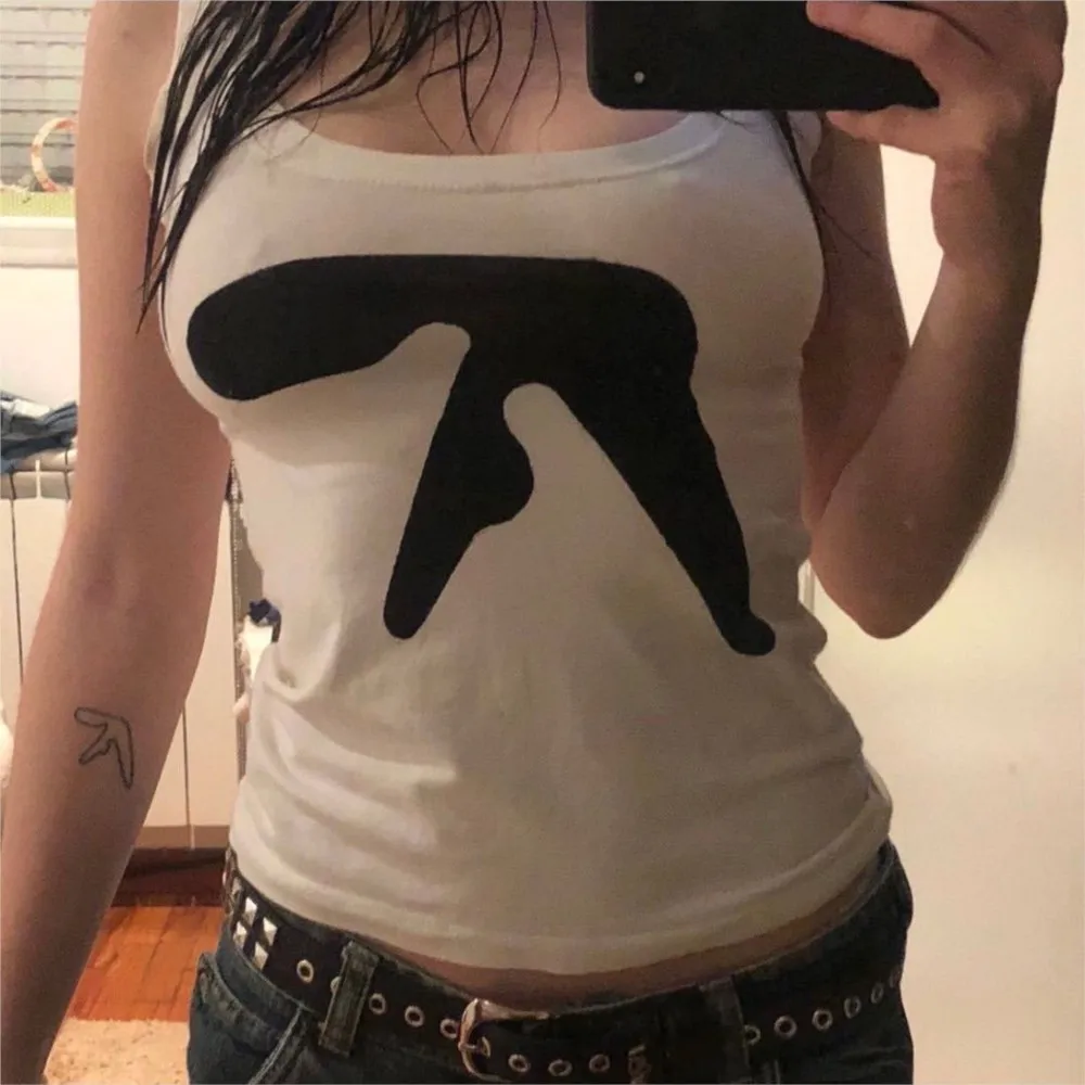 Aphex Twin Sweetheart Корсет Холтер Готический Панк Майка Harajuku Рок Метал Концертное Шоу