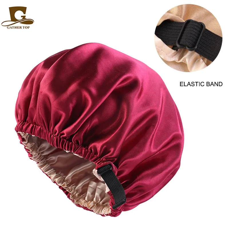 

New Satin Hair Cap For Sleeping Invisible Flat Imitation Silk Round Haircare Women Headwear Ceremony Adjusting Button Night Hat
