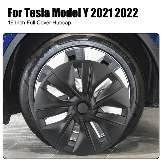 DIY Car Wheel Hub Cap 19 Inch Full Cover Hubcap Black Carbon Fiber Decorative Automotive Accessories For Tesla Model Y 2021 2022 2