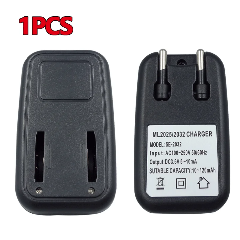 

1Pcs EU Plug AC Power Lithium 2032 Battery Charger Adapter For ML2032 ML2025 CR2032 LIR2032 LIR2025 Coin Button Cell Battery