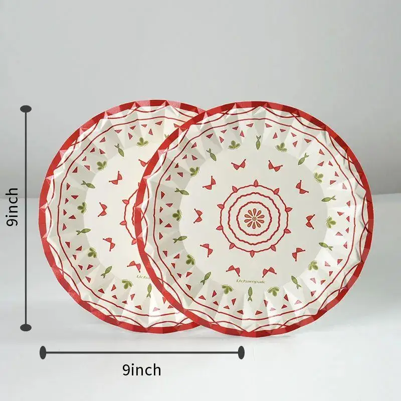 

Одноразовые бумажные тарелки 9 дюймов богемный узор