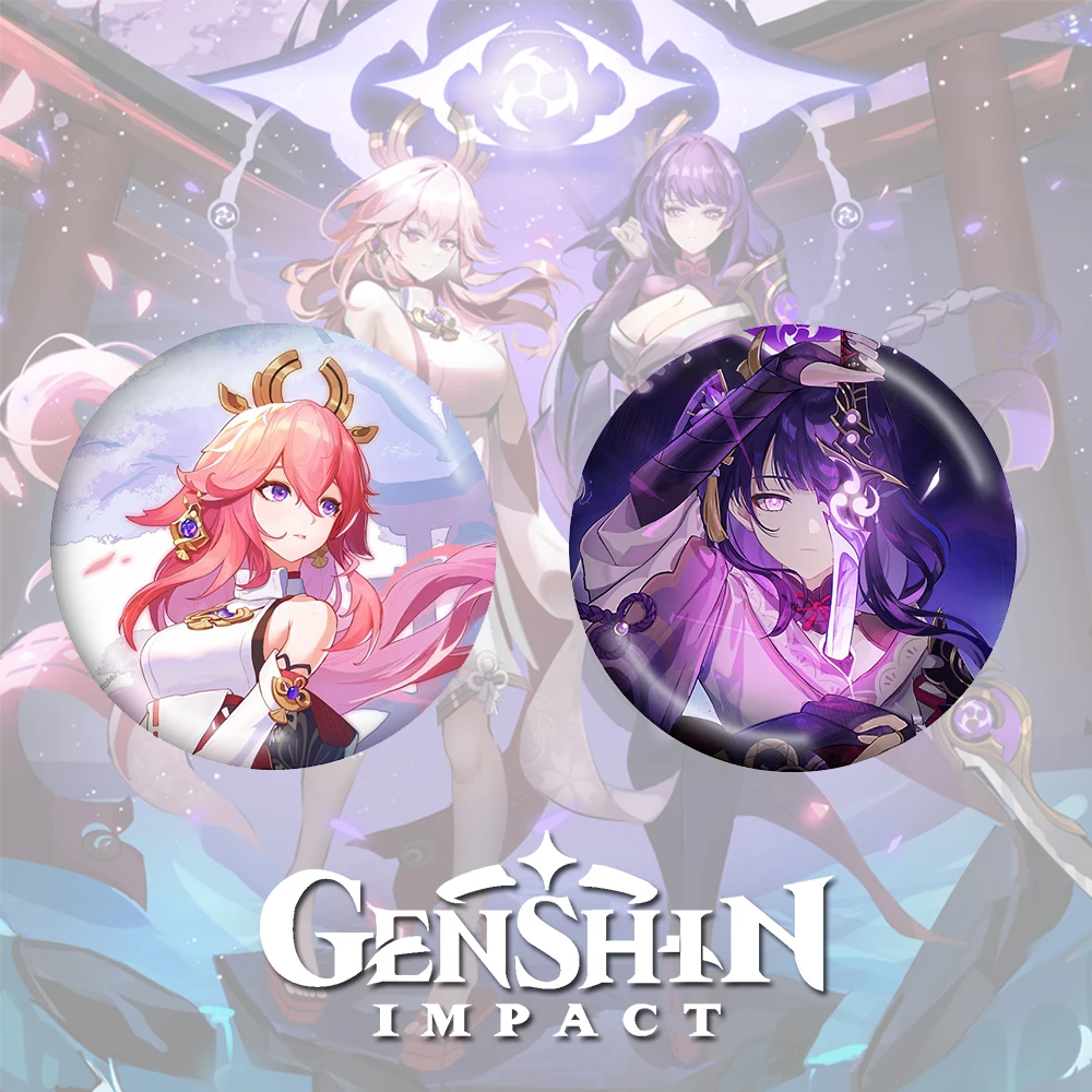 

Genshin Impact Badge Yae Miko Raiden Shogun Xiao Ganyu Kokomi Paintings Badge 58 for Clothes Backpack Bag Decoration Gift Pins