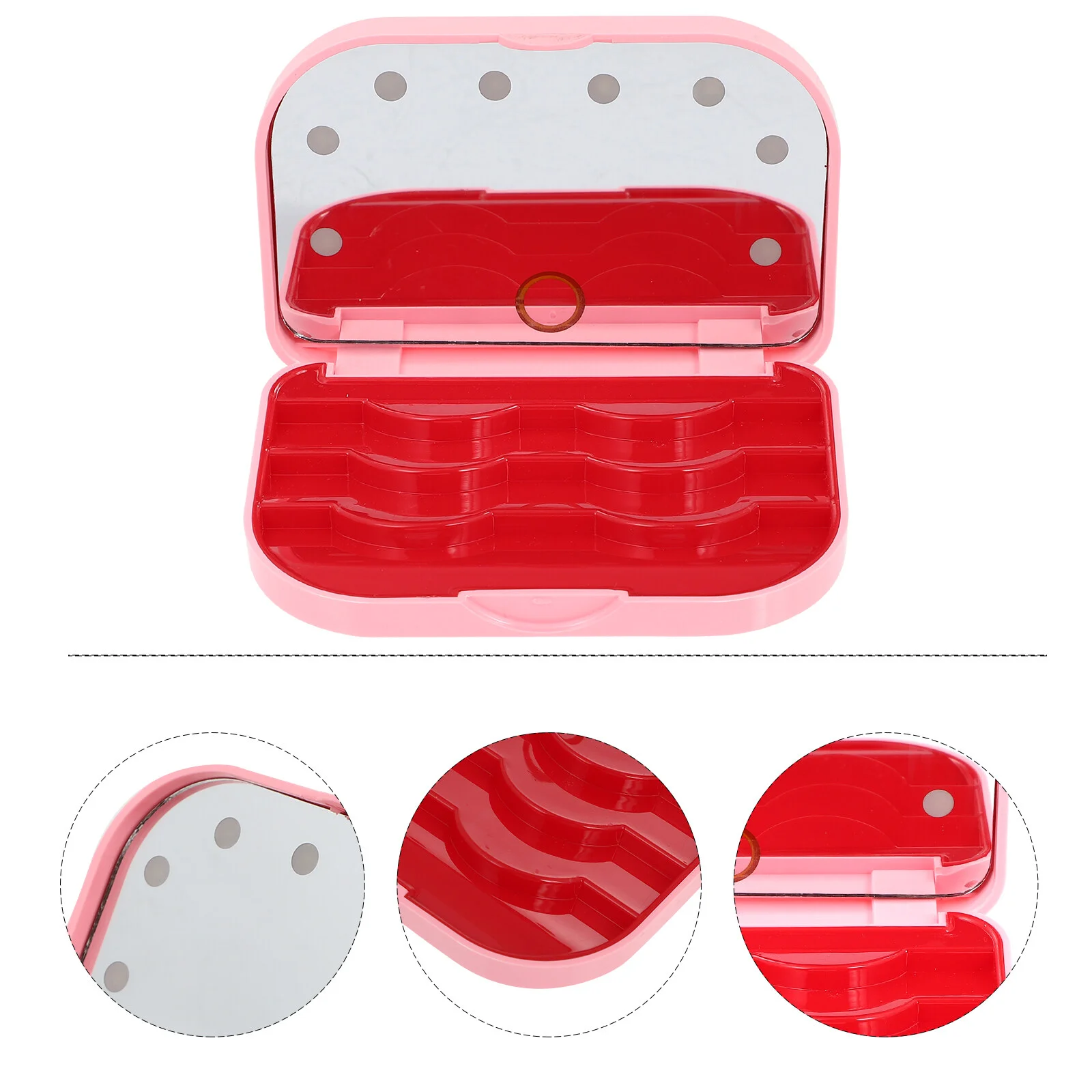 

Makeup Containers LED Eyelash Storage Box Eyelash Organizer Mirror Eyelash Case