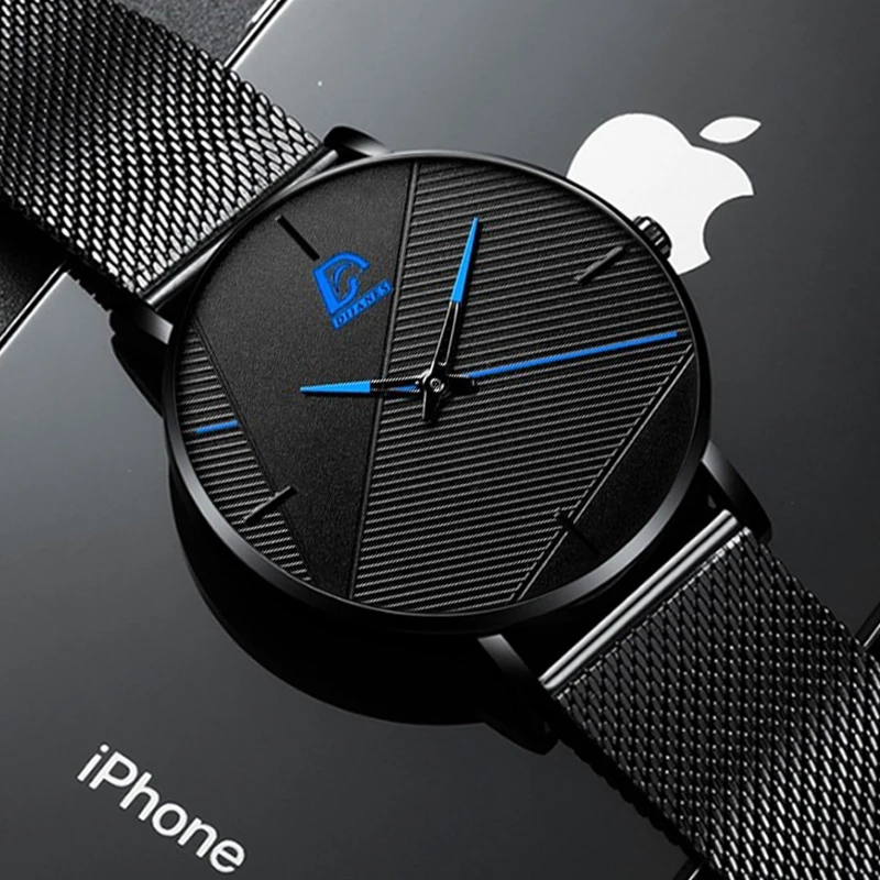 

Men Watch Minimalist Mens Fashion Watches Simple Business Ultra Thin Stainless Steel Mesh Belt Quartz Watch relogio masculino