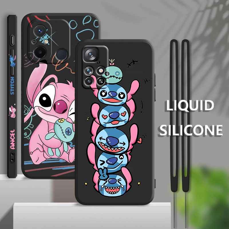 

Cartoon Stitch Lilo For Xiaomi Redmi 12C 11 Prime A1 10 10X 9 9A 9T 9AT 8 8A 7 Pro 4G 5G Liquid Left Rope Phone Case Coque Capa