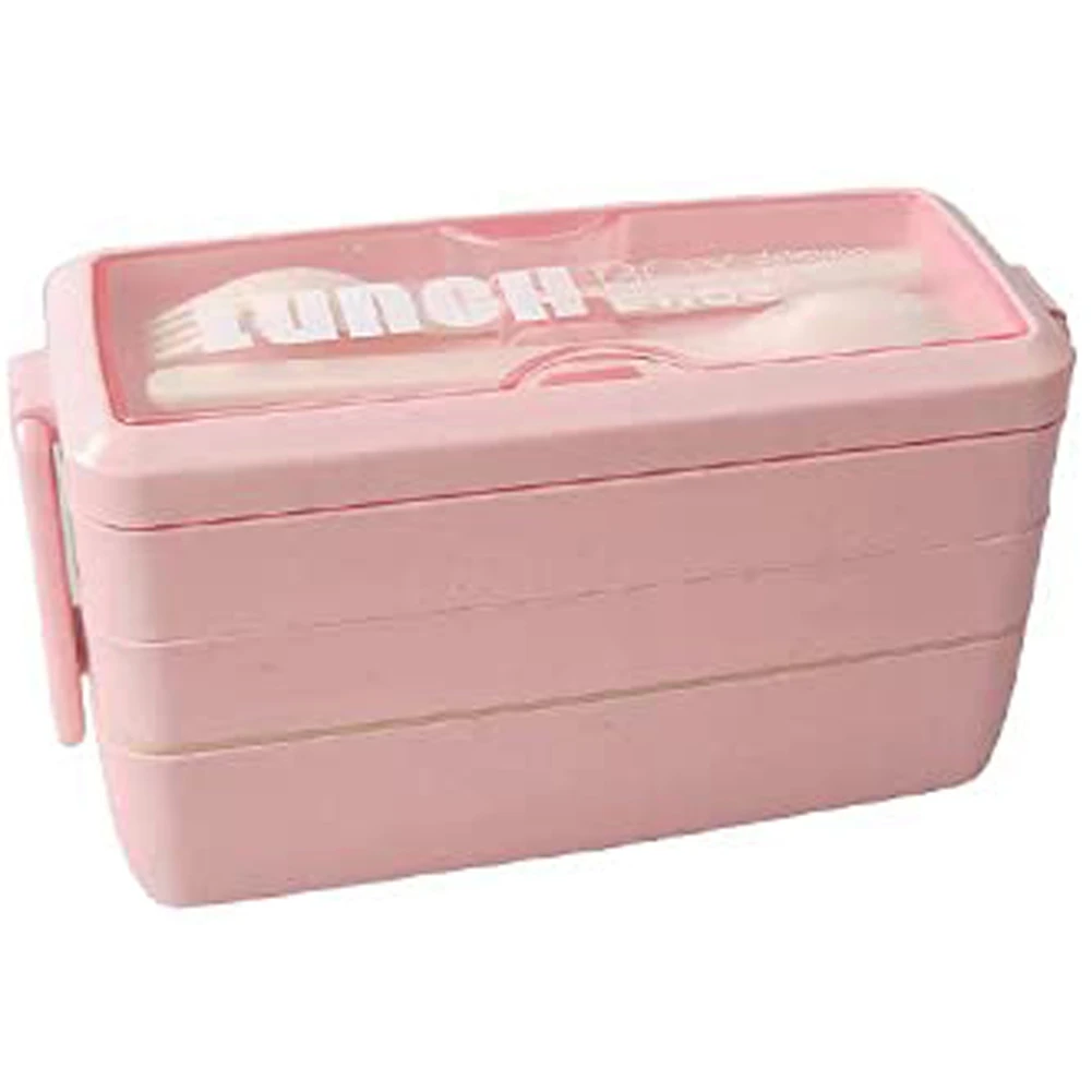 

Модернизированный Ланч-бокс Bento, Ланч-бокс Bento для детей и взрослых, контейнеры для еды с вилкой и ложкой (1000 мл, розовый)