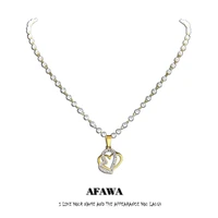 fashion love heart necklace crystal stainless steel gold color womenmen pearl chain necklaces jewelry collier femme n8052s01