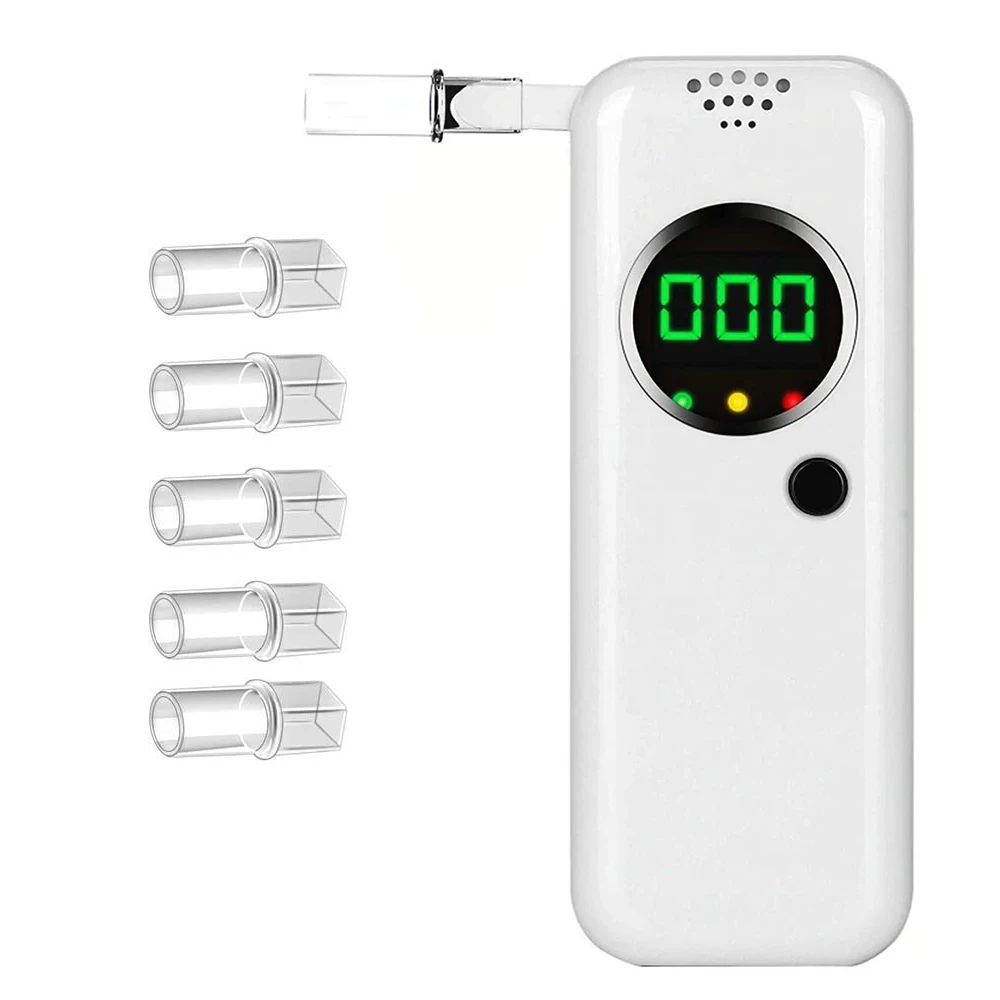 

Breathalyz Analyzer Detector With 5pcs Mouthpieces LCD Display Digital Alcohol Tester Police Alert Breath Alcohol Tester Device